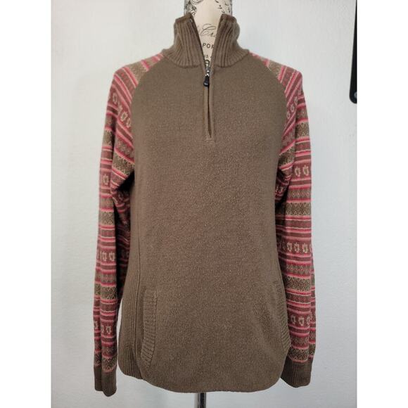 The North Face Sweater Womens SZ Medium Aztec Print 1/4 Zip Wool Blend Outdoor - Picture 2 of 13